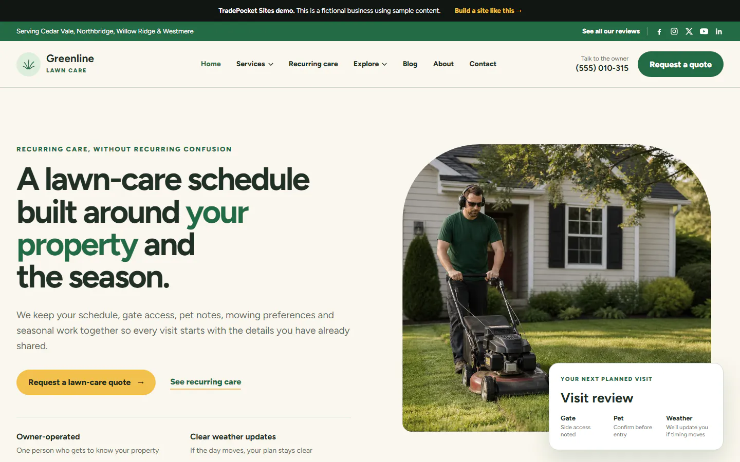 Greenline Lawn Care website example